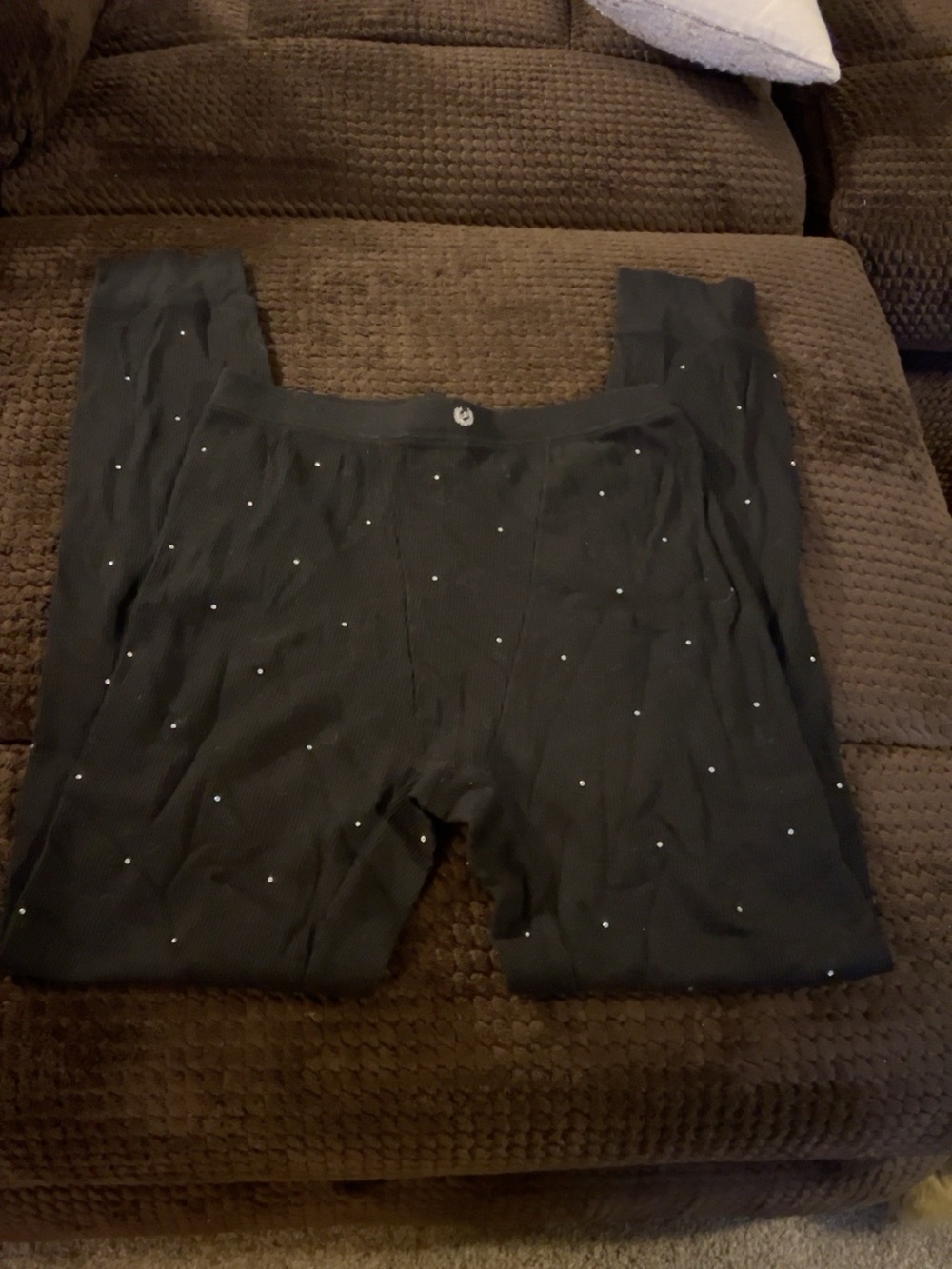 PINK Victoria’s Secret Rhinestone Thermal Pants Black Small Y2K